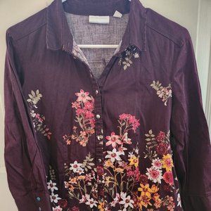 Maroon Floral Button Down Shirt